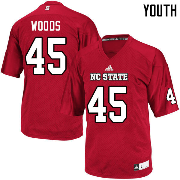 Youth #45 Camden Woods NC State Wolfpack College Football Jerseys Sale-Red - Click Image to Close